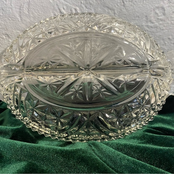 Vintage from the 1950s pressed Glass divided Relish Dish Rainbow and Stars - Picture 3 of 16
